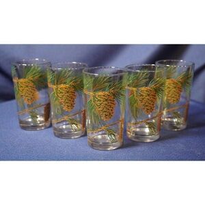 Boscul Wm. S. Scull Company,‎ Inc. Pinecone Glass Set of 5 -NO FLAWS (7c7)